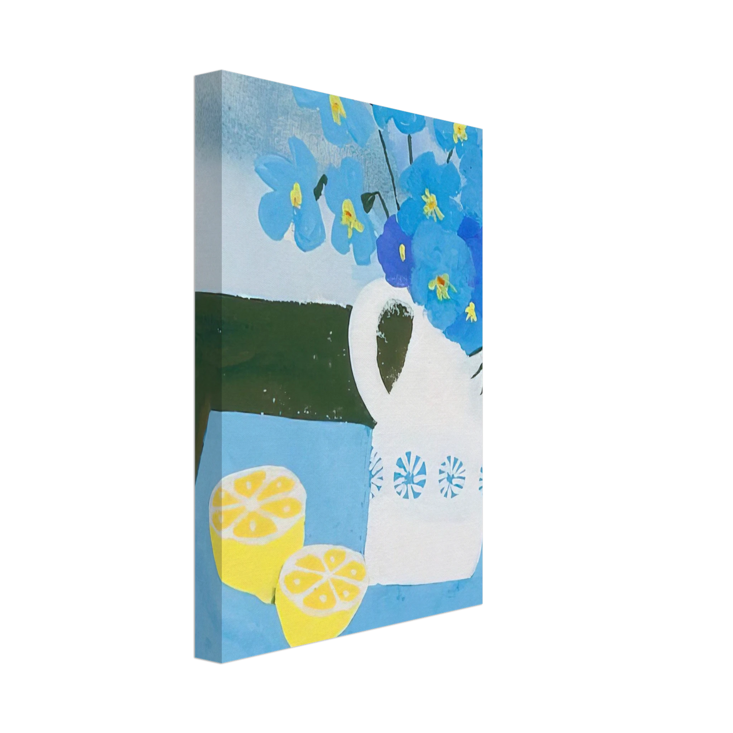 Mary Fedden - Flowers in a vase with lemon - 1987 Canvas - 70x100 cm / 28x40 inches-canvas