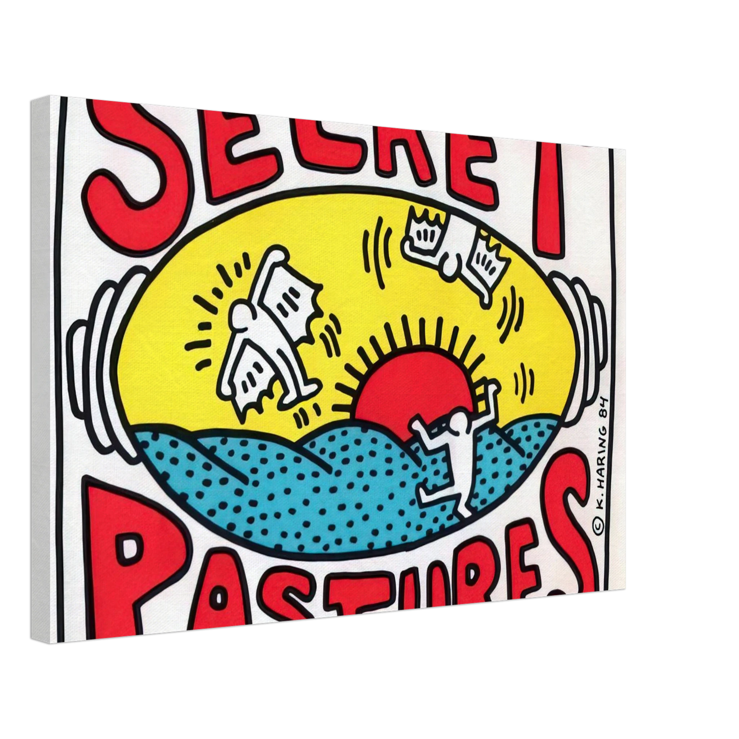 Keith Haring - PROMOTIONAL POSTER FOR SECRET PASTURES 1984 Canvas - 40x60 cm / 16x24 inches-canvas