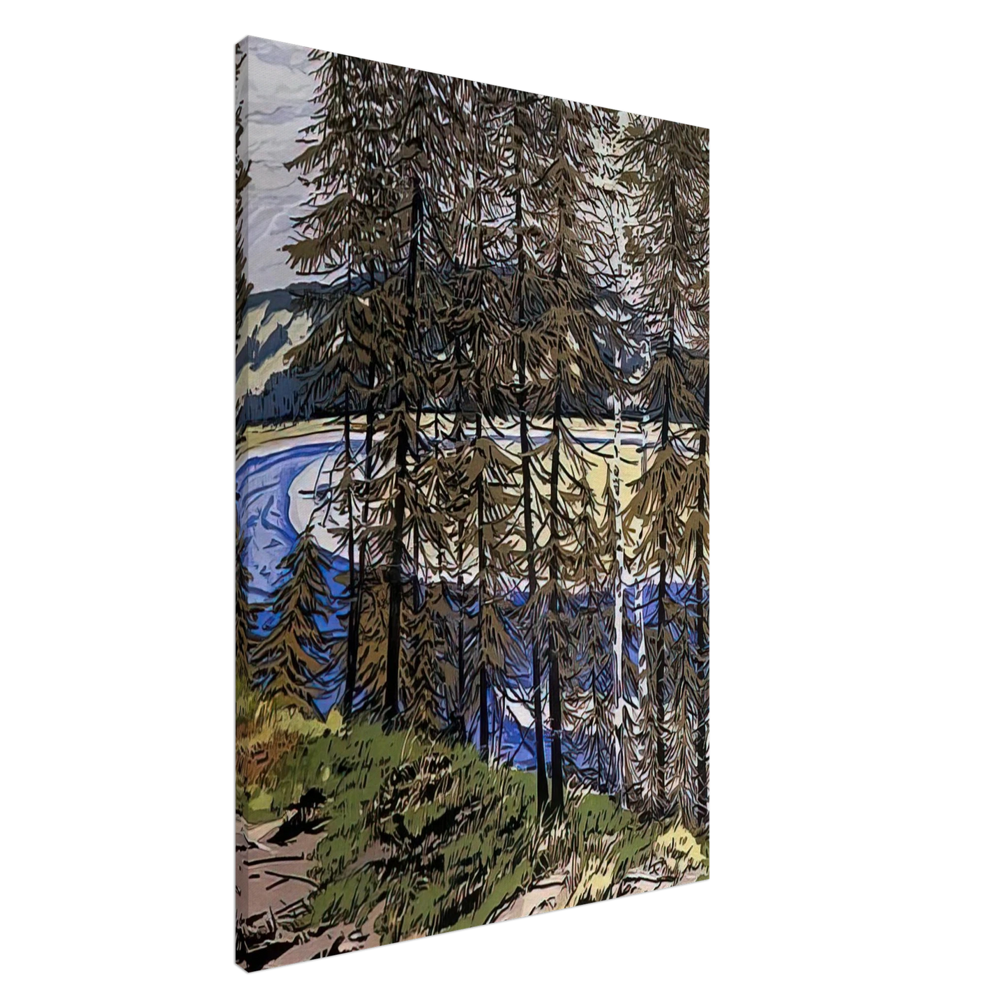 Neil Welliver - Synthetic Blue St. John - 2000 Canvas - 20x30 cm / 8x12 inches-canvas