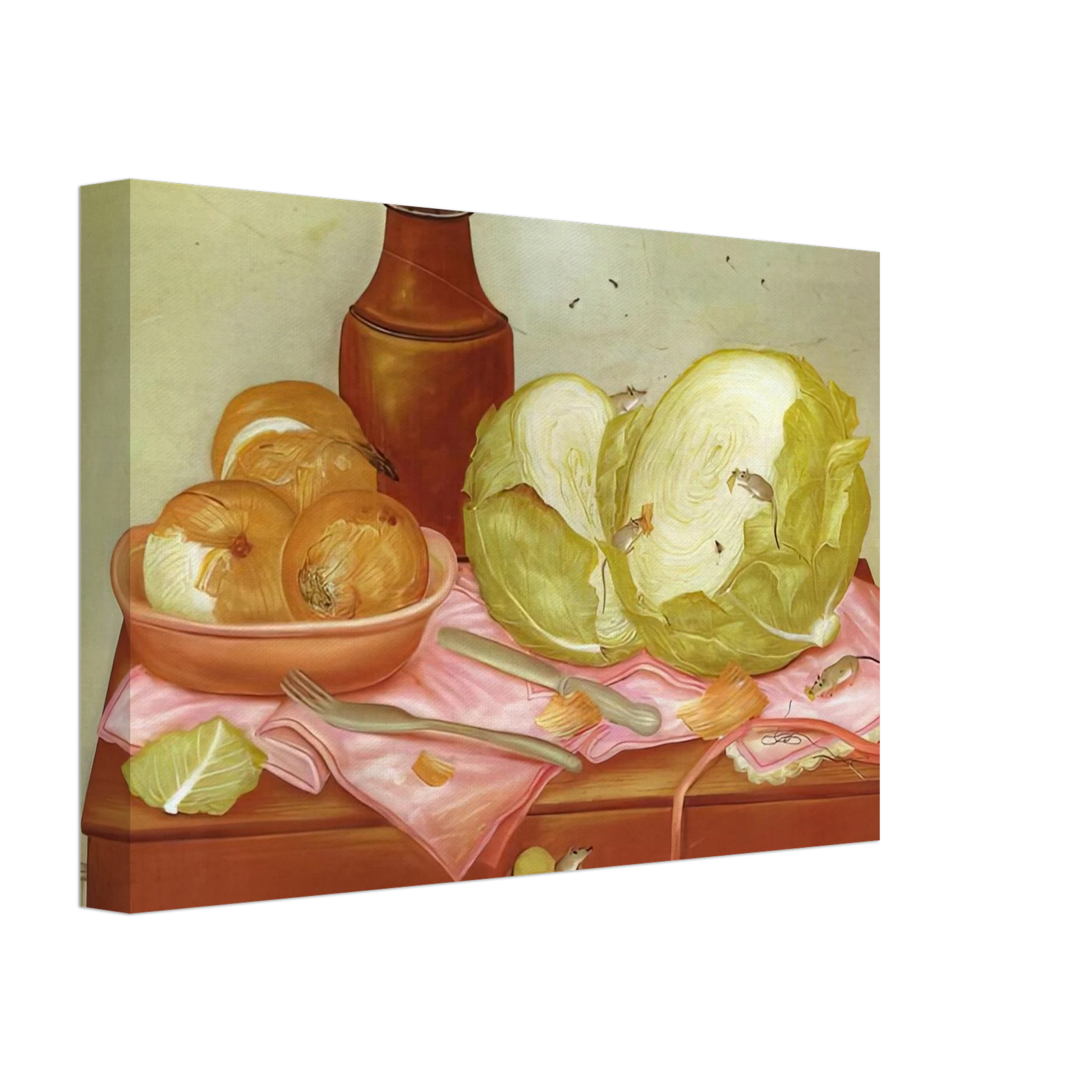 Fernando Botero - KITCHEN TABLE 1 Canvas - 70x100 cm / 28x40 inches-canvas