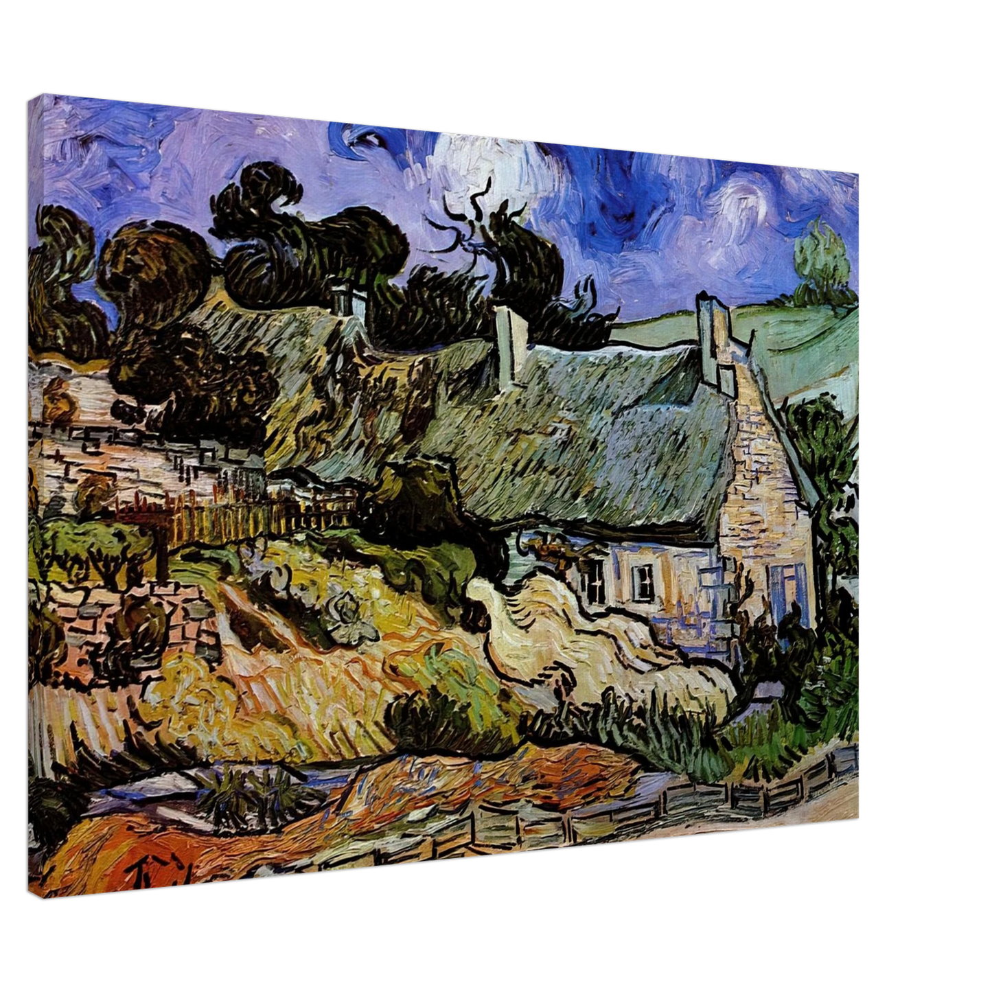 Vincent van Gogh - Houses with Thatched Roofs, Cordeville Canvas - 20x30 cm / 8x12 inches-canvas