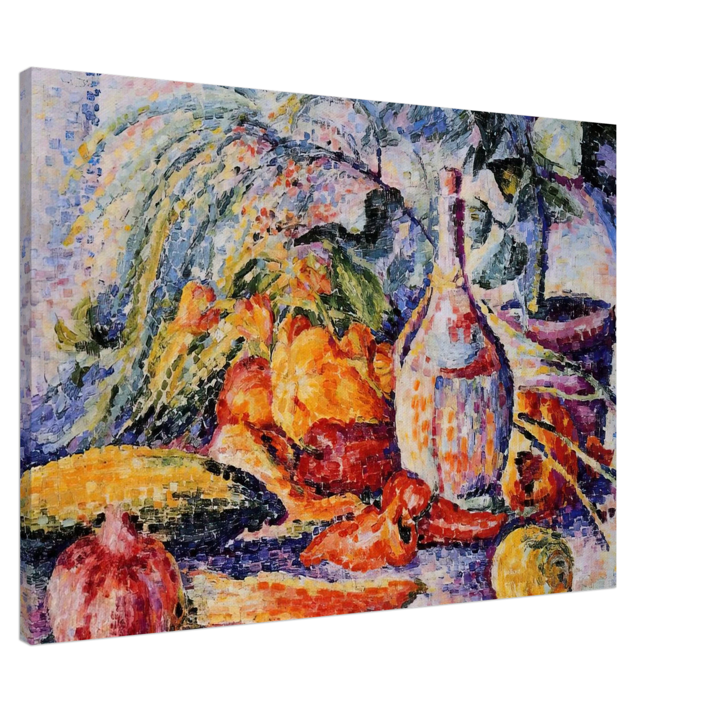 Henri-Edmond Cross - Still Life with Bottle of Wine Canvas - 20x30 cm / 8x12 inches-canvas