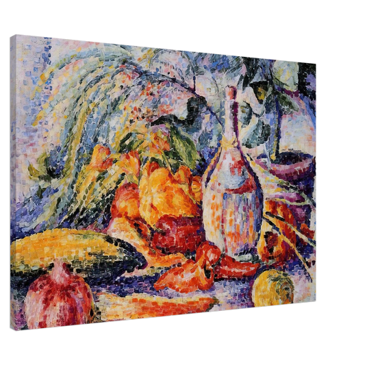 Henri-Edmond Cross - Still Life with Bottle of Wine Canvas - 20x30 cm / 8x12 inches-canvas