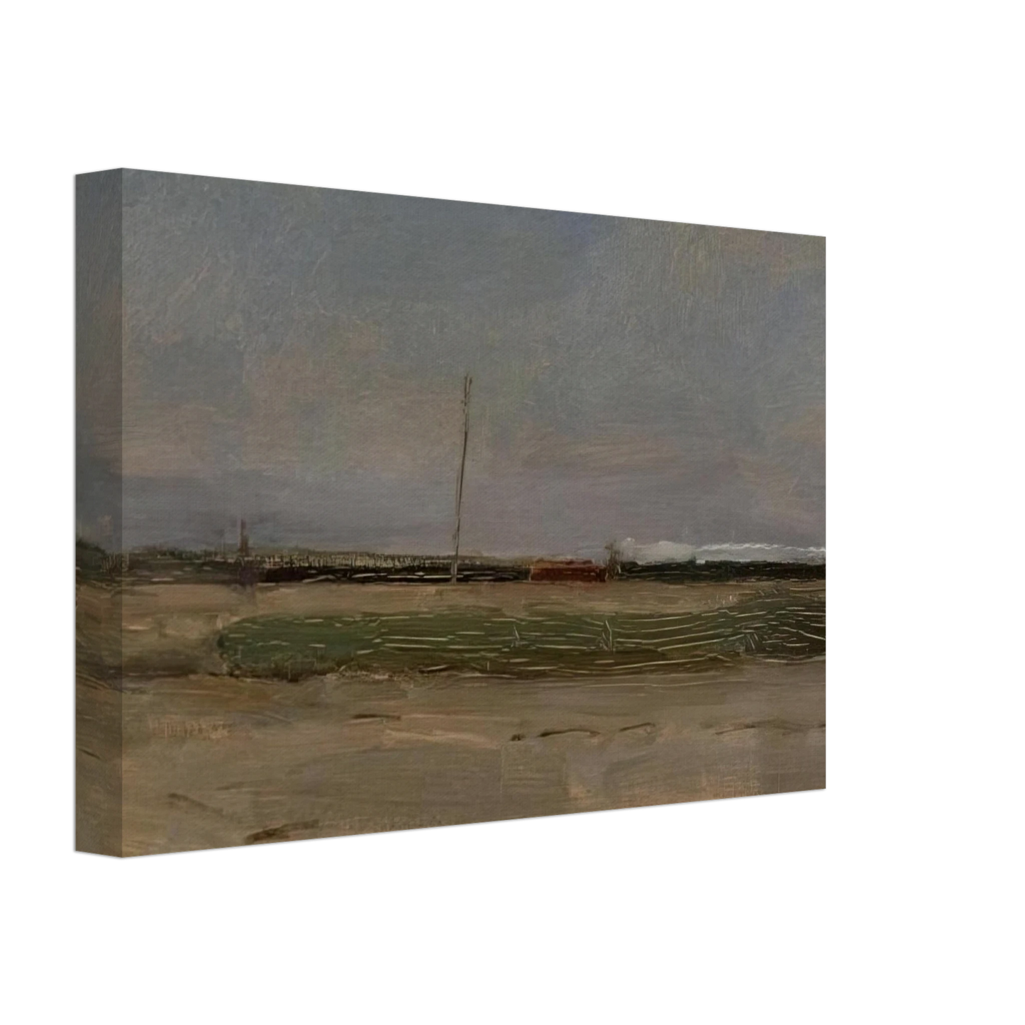 Piet Mondrian - Polder Landscape with a Train and a Small Windmill on the Horizon Canvas - 40x60 cm / 16x24 inches-canvas