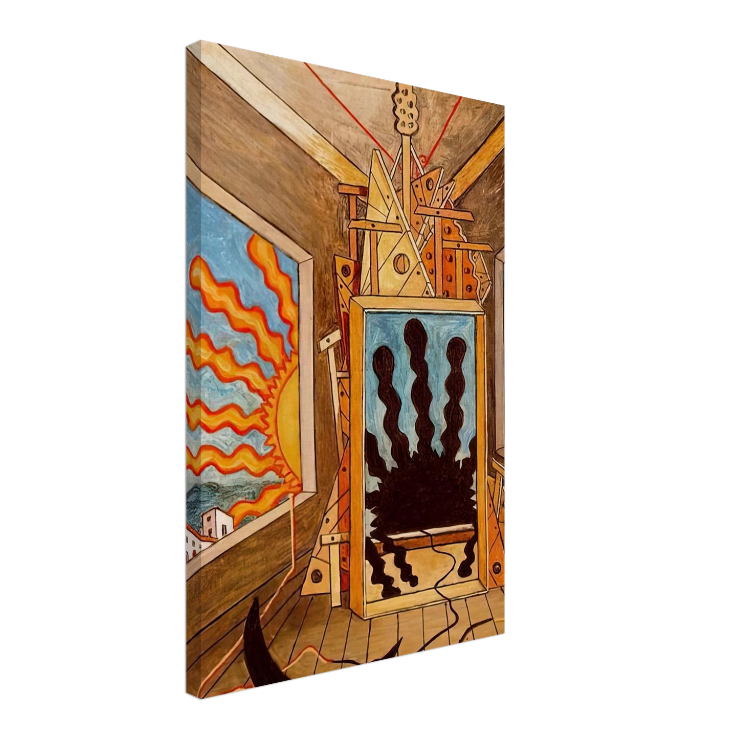 Giorgio de Chirico - METAPHYSICAL INTERIOR WITH SUN WHICH DIES 1971 Canvas - 40x60 cm / 16x24 inches-canvas
