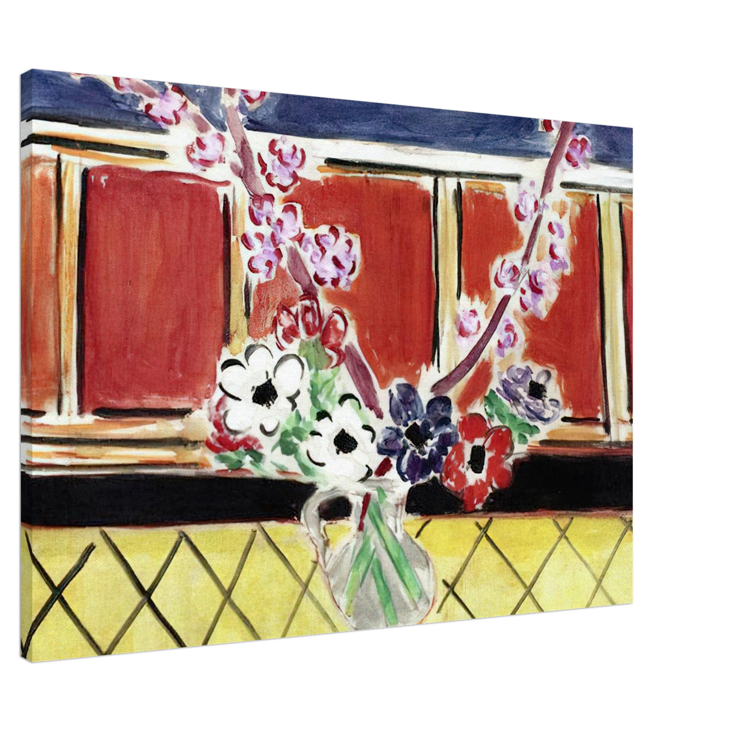 Henri Matisse - ANEMONES AND PEACH BLOSSOMS 1944 Canvas - 20x30 cm / 8x12 inches-canvas