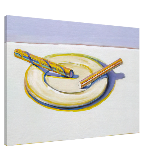 Wayne Thiebaud - Two Candy Sticks - 2004 Canvas - 20x30 cm / 8x12 inches-canvas