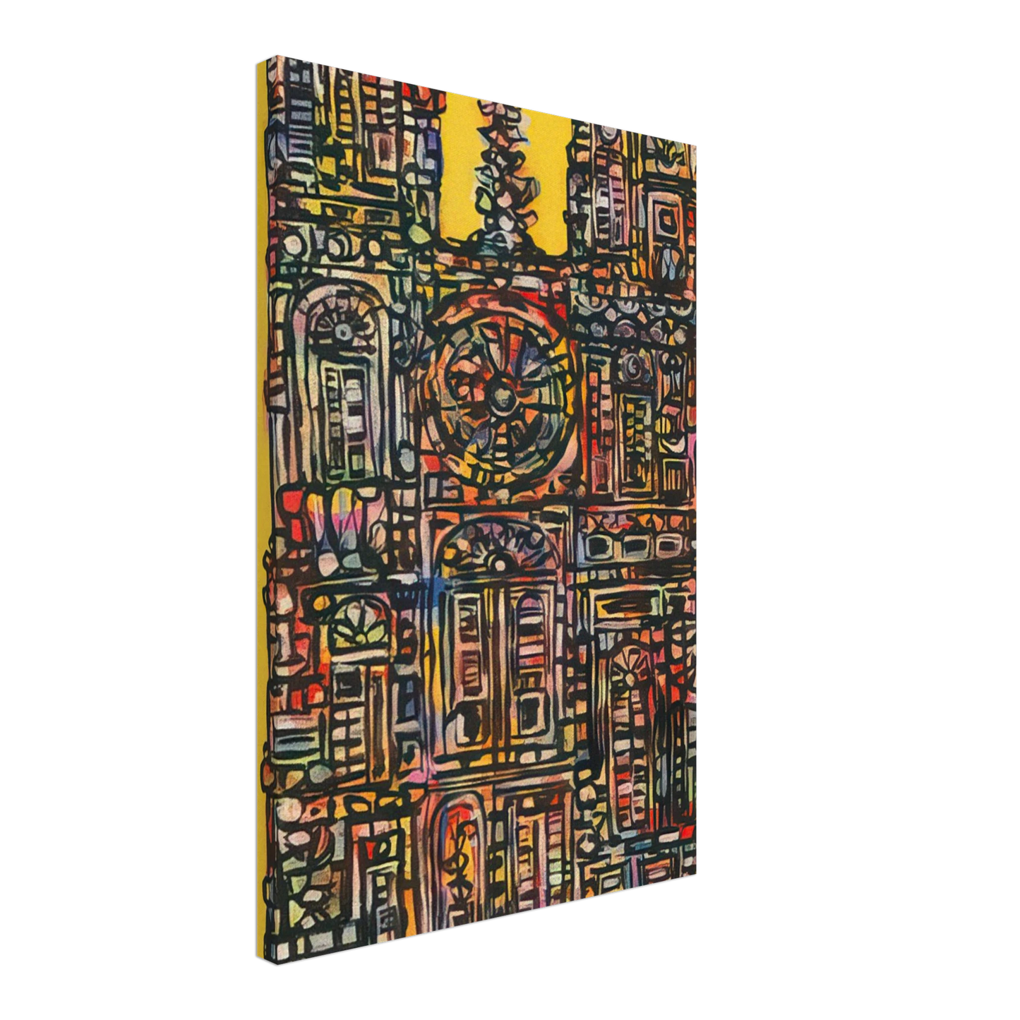 Rene Portocarrero - CATHEDRAL IN YELLOW 1961 Canvas - 40x60 cm / 16x24 inches-canvas