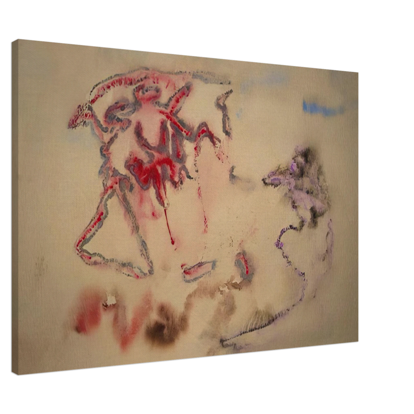 Henri Michaux - Untitled - 1957 - 1958 France Canvas - 20x30 cm / 8x12 inches-canvas