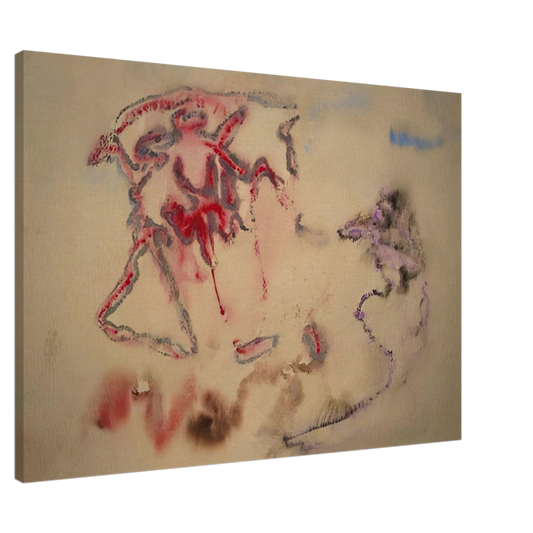 Henri Michaux - Untitled - 1957 - 1958 France Canvas - 20x30 cm / 8x12 inches-canvas
