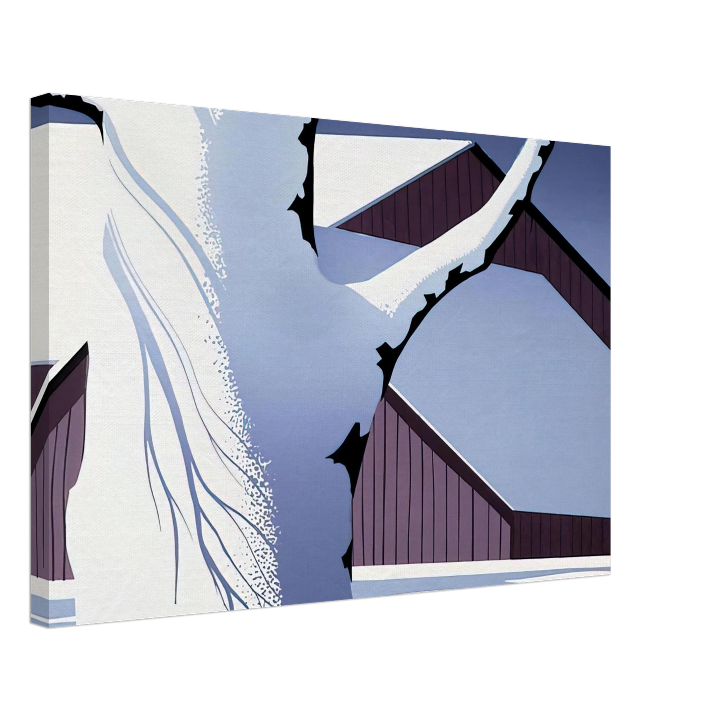 Eyvind Earle - Red Barn and Tree Trunk Canvas - 40x60 cm / 16x24 inches-canvas