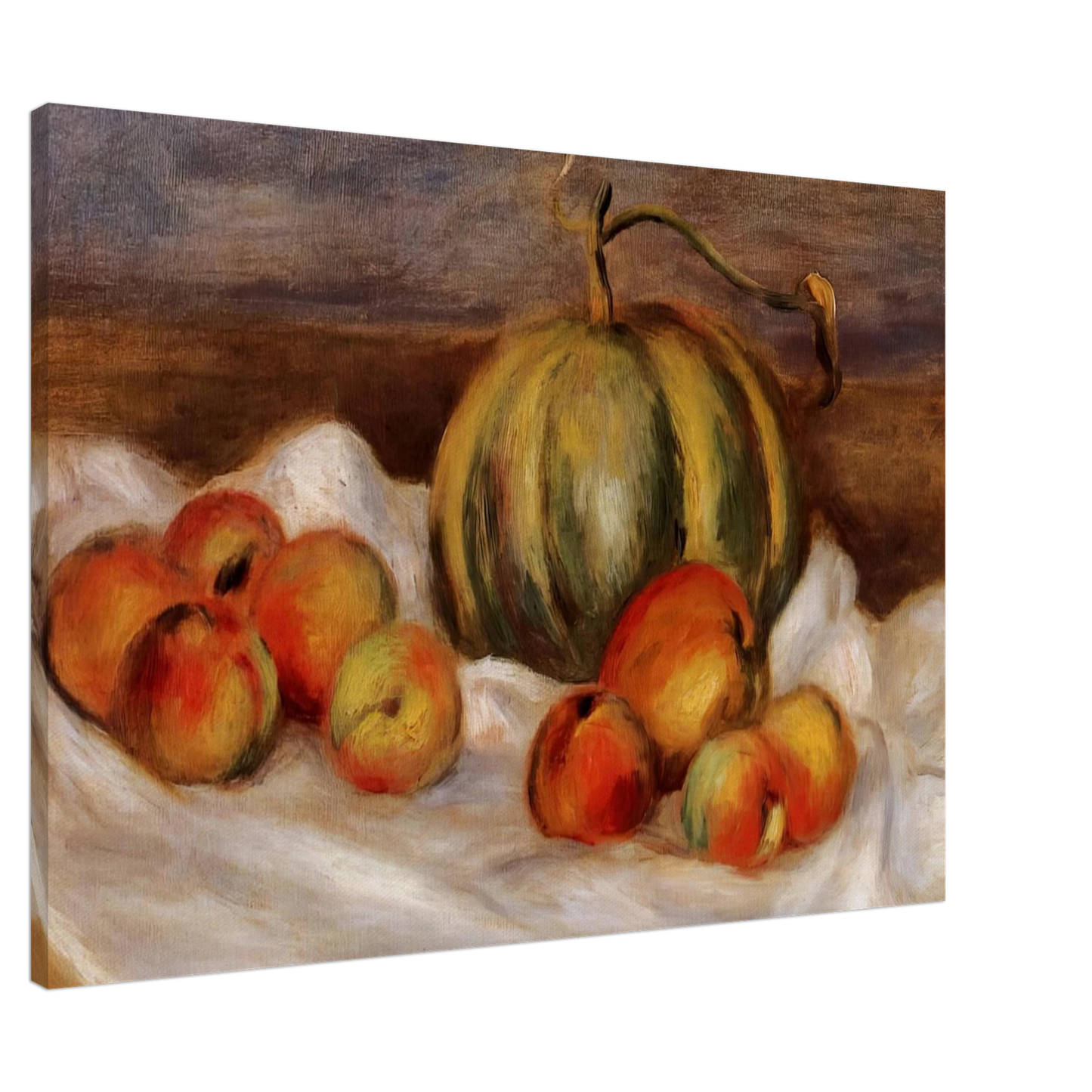 Pierre-Auguste Renoir - Still Life with Cantalope and Peaches Canvas - 20x30 cm / 8x12 inches-canvas