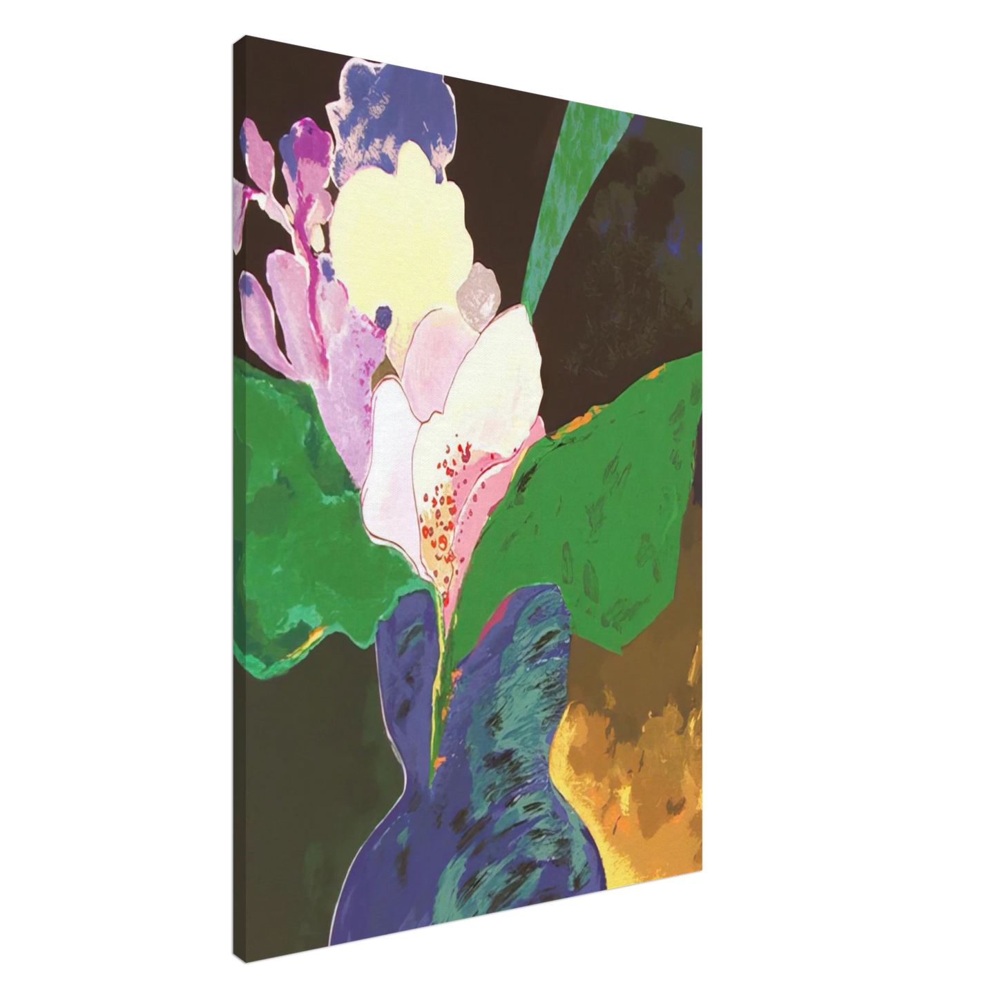 Aldemir Martins - Blue Vase With Flowers - 2002 Canvas - 20x30 cm / 8x12 inches-canvas