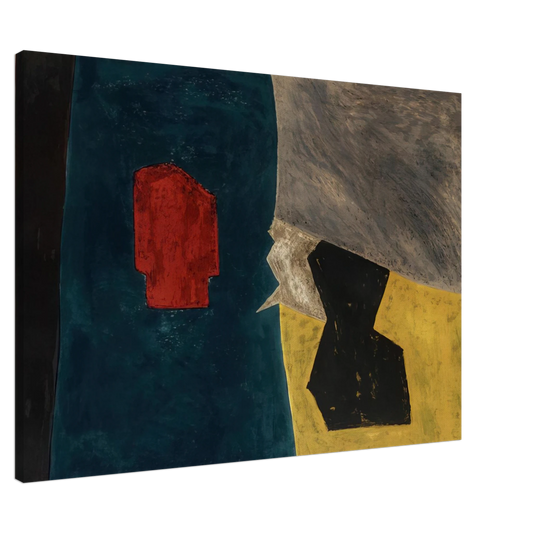 Serge Poliakoff - Composition bleue, jaune et grise - 1958 Canvas - 20x30 cm / 8x12 inches-canvas