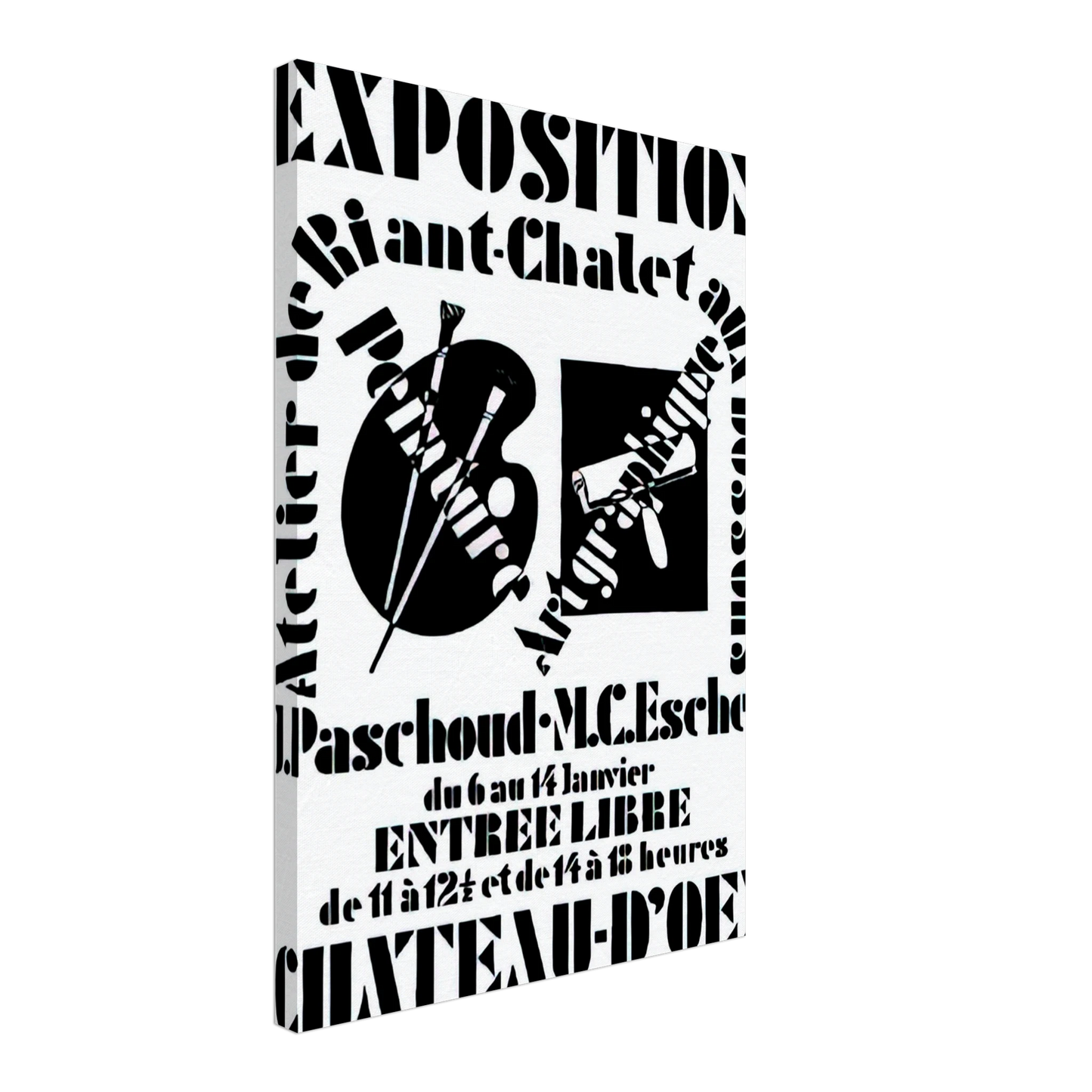 MC Escher - POSTER FOR EXHIBITION JOHN PASCHOUD AND M C ESCHER DECEMBER 1936 1936 Canvas - 40x60 cm / 16x24 inches-canvas