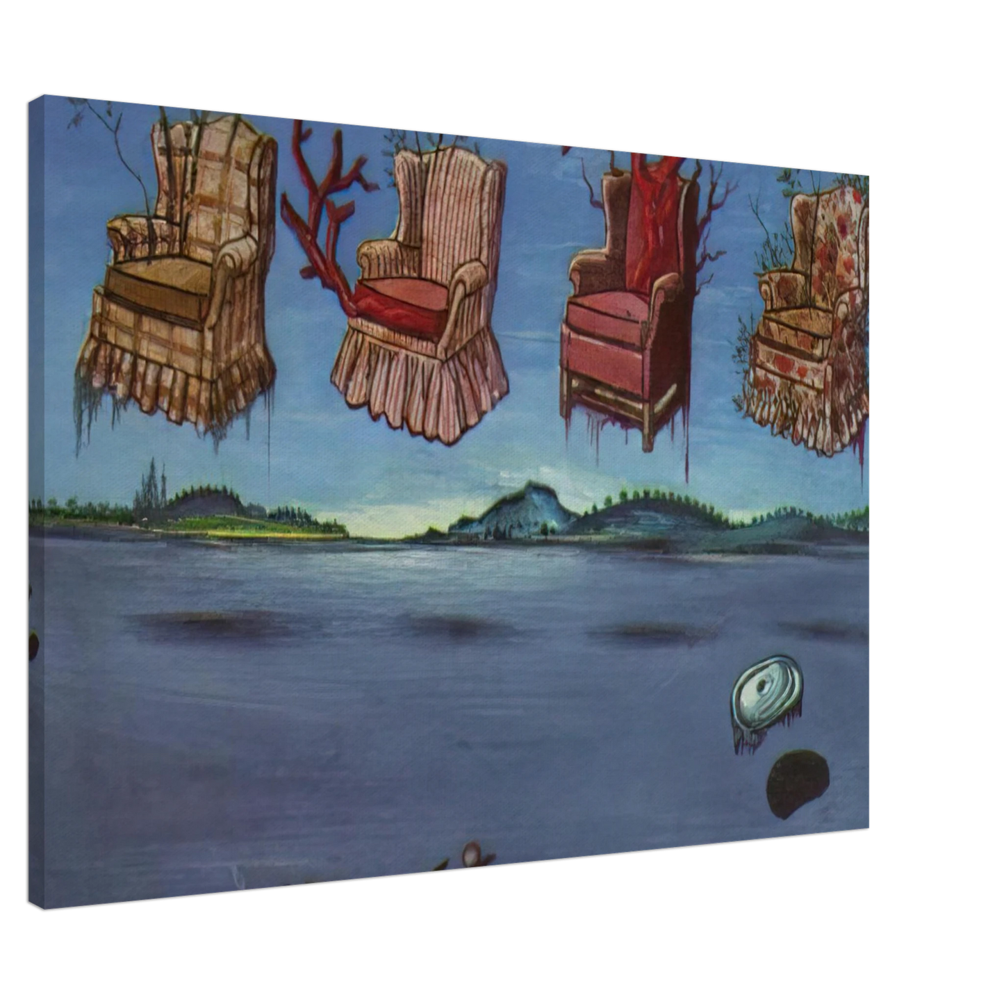 Salvador Dali - FOUR ARMCHAIRS IN THE SKY Canvas - 20x30 cm / 8x12 inches-canvas