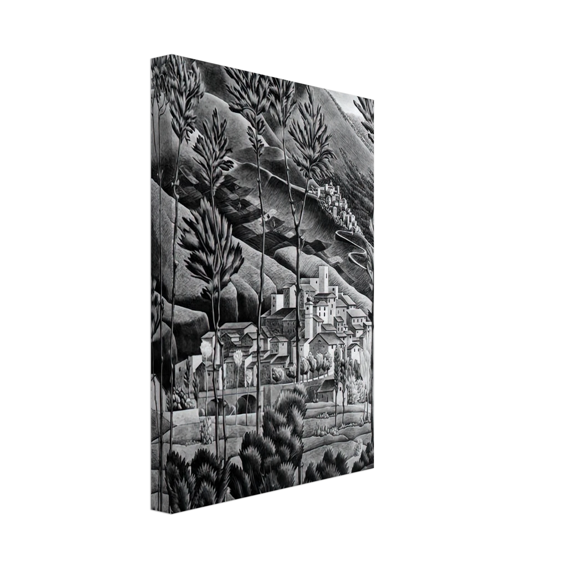 MC Escher - ALFEDENA ABRUZZI Canvas - 40x60 cm / 16x24 inches-canvas