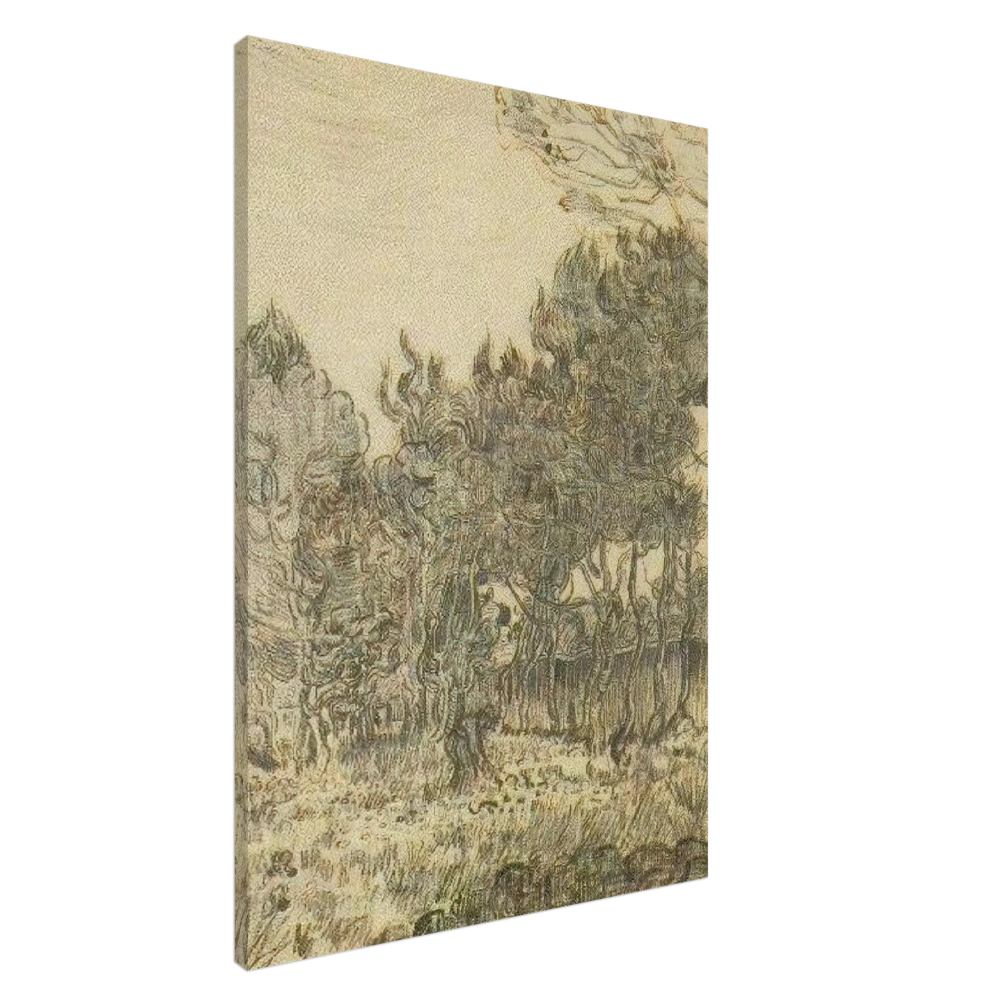 Vincent van Gogh - Pine Trees near the Wall of the Asylum Canvas - 20x30 cm / 8x12 inches-canvas