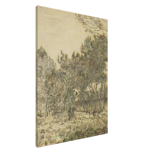 Vincent van Gogh - Pine Trees near the Wall of the Asylum Canvas - 20x30 cm / 8x12 inches-canvas