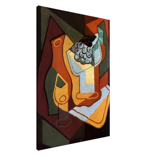 Juan Gris - BOTTLE WINE GLASS AND FRUIT BOWL Canvas - 20x30 cm / 8x12 inches-canvas
