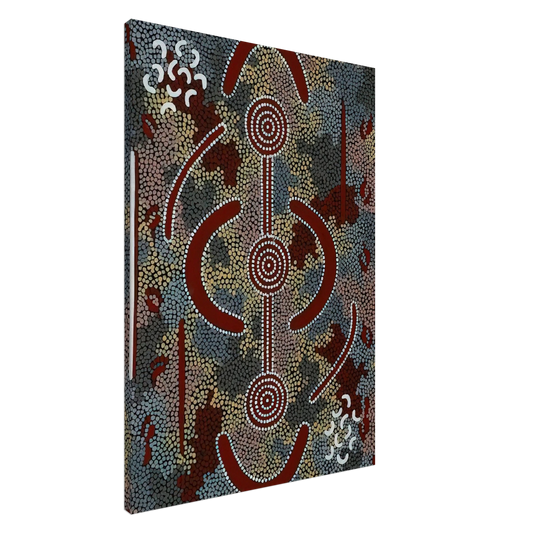 Clifford Possum Tjapaltjarri - Honey Ant Dreaming - 1981 Canvas - 20x30 cm / 8x12 inches-canvas