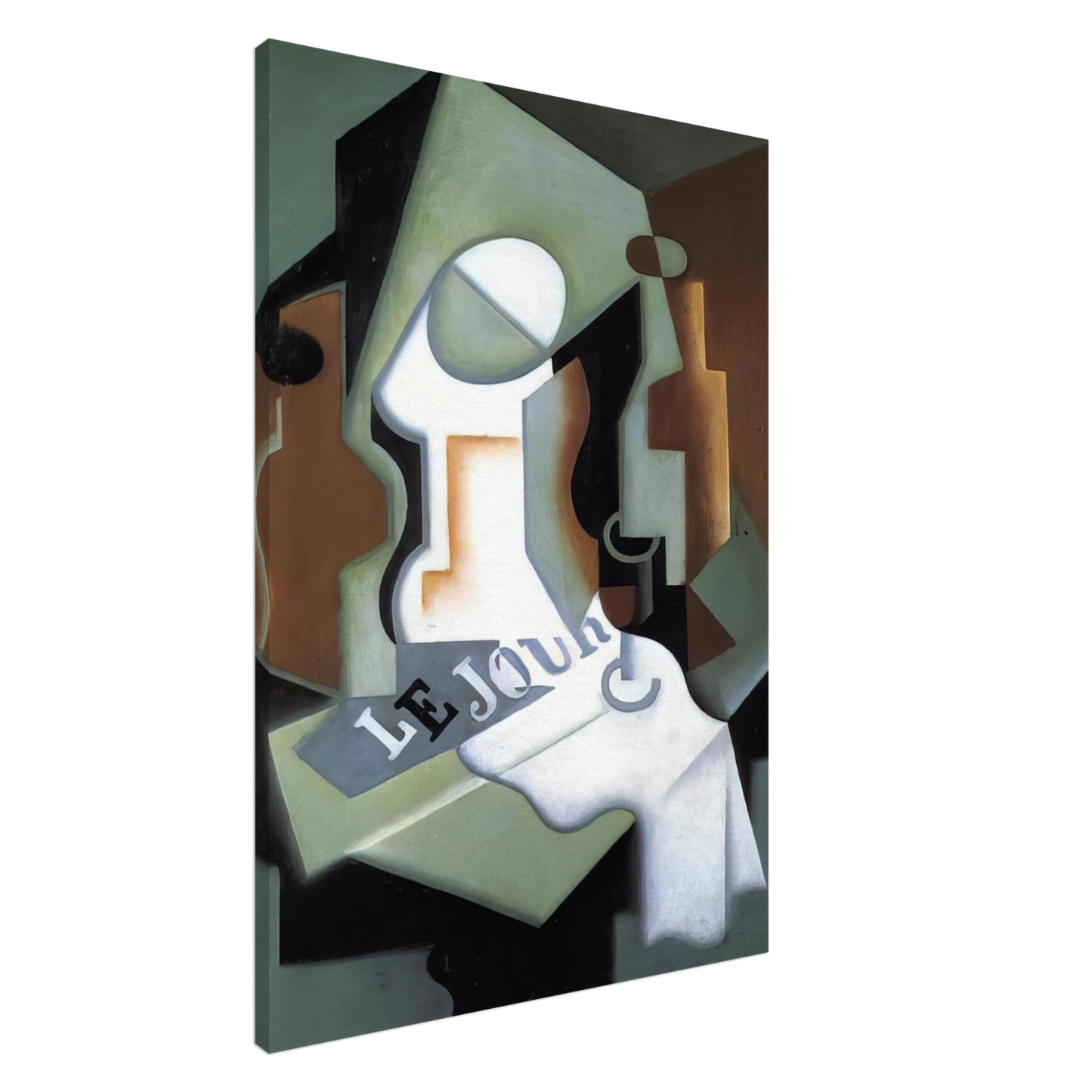 Juan Gris - BOTTLE AND FRUIT DISH Canvas - 20x30 cm / 8x12 inches-canvas