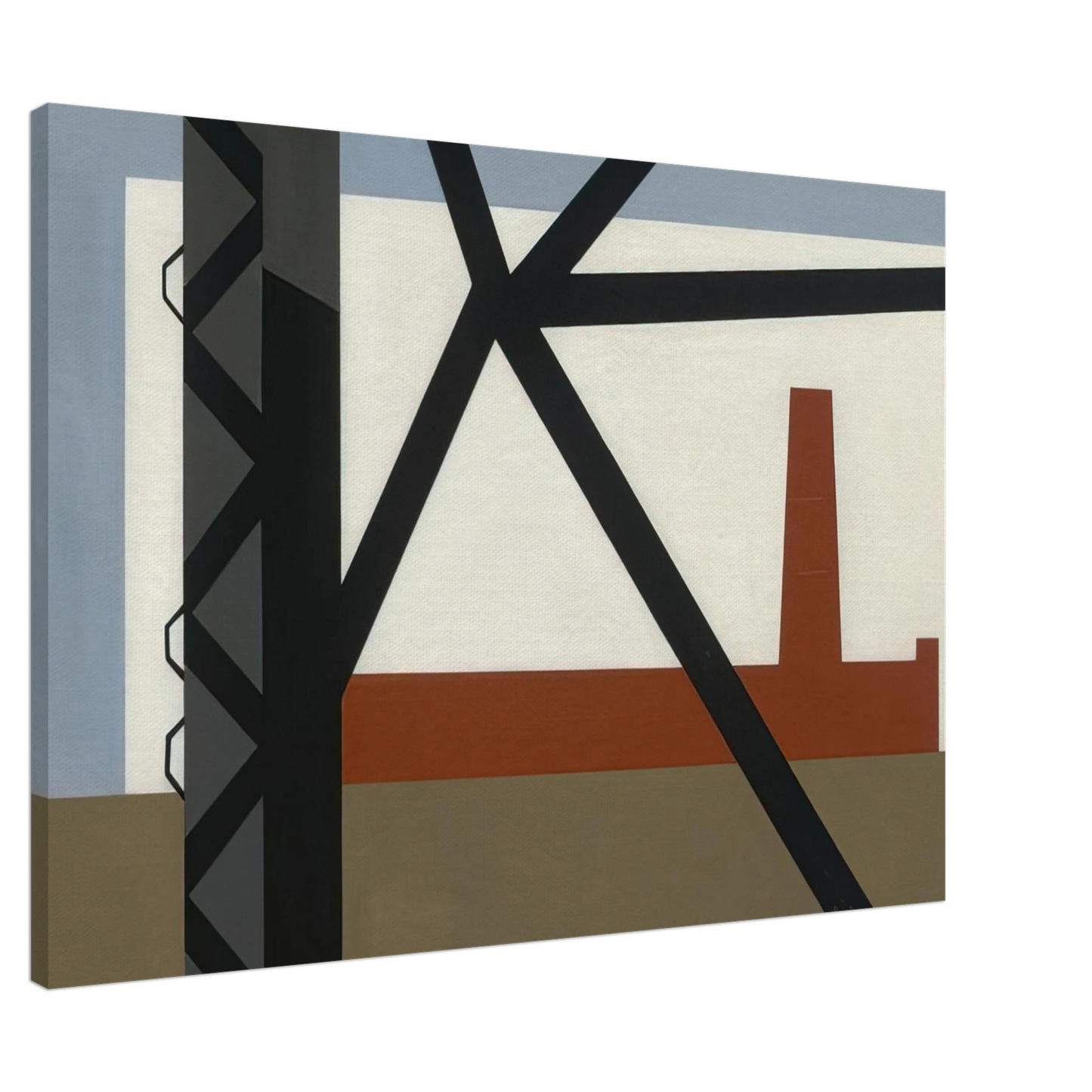 Ralston Crawford - From the Bridge - 1942 Canvas - 20x30 cm / 8x12 inches-canvas