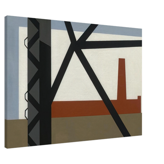 Ralston Crawford - From the Bridge - 1942 Canvas - 20x30 cm / 8x12 inches-canvas