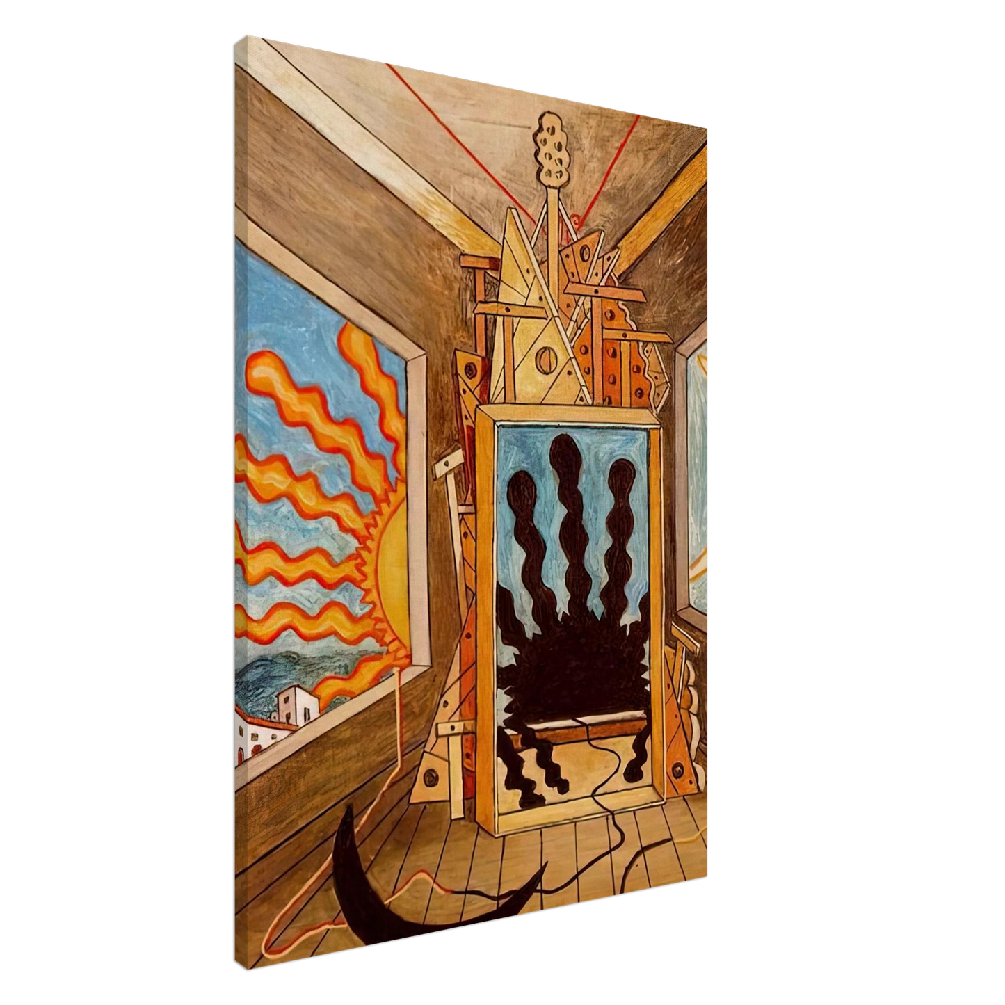 Giorgio de Chirico - METAPHYSICAL INTERIOR WITH SUN WHICH DIES 1971 Canvas - 20x30 cm / 8x12 inches-canvas