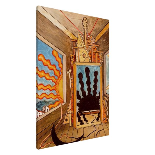 Giorgio de Chirico - METAPHYSICAL INTERIOR WITH SUN WHICH DIES 1971 Canvas - 20x30 cm / 8x12 inches-canvas