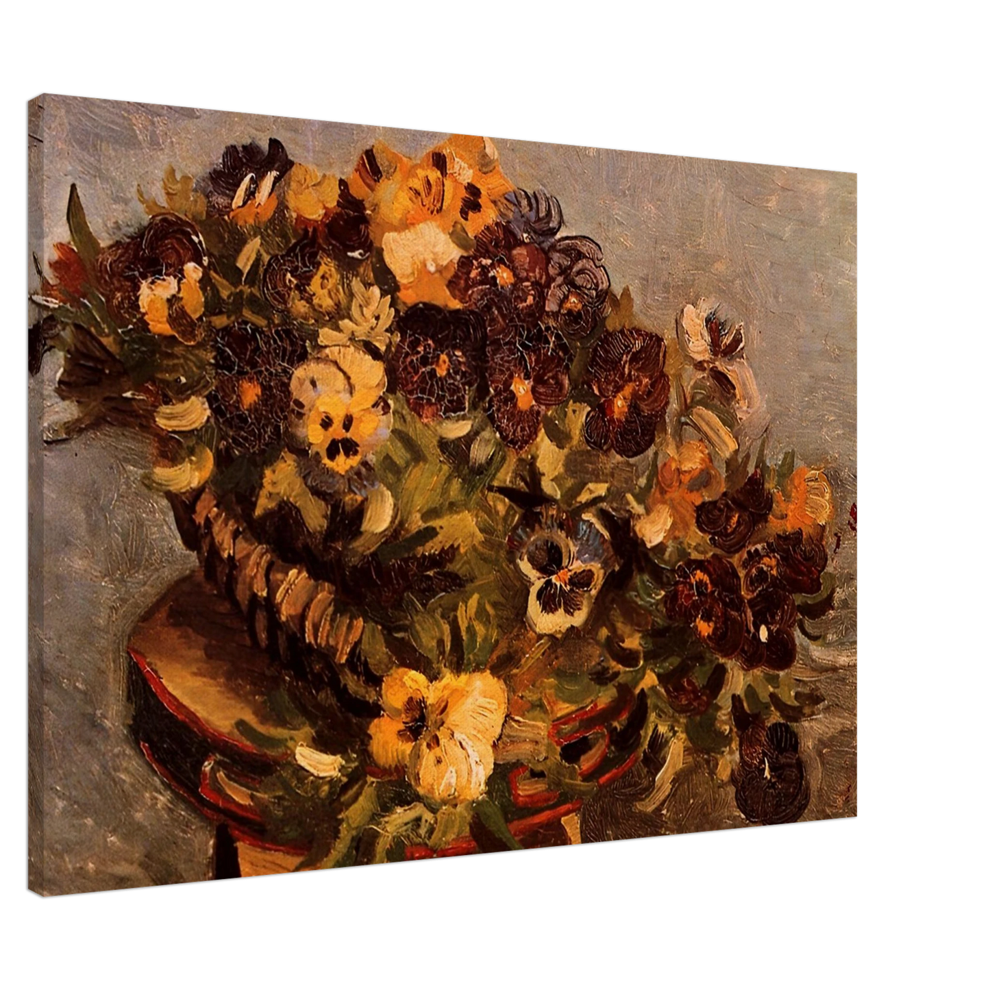 Vincent van Gogh - Tambourine with Pansies Canvas - 20x30 cm / 8x12 inches-canvas
