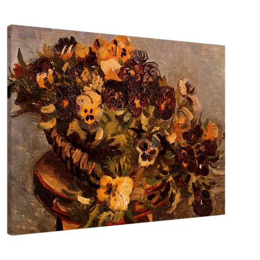 Vincent van Gogh - Tambourine with Pansies Canvas - 20x30 cm / 8x12 inches-canvas