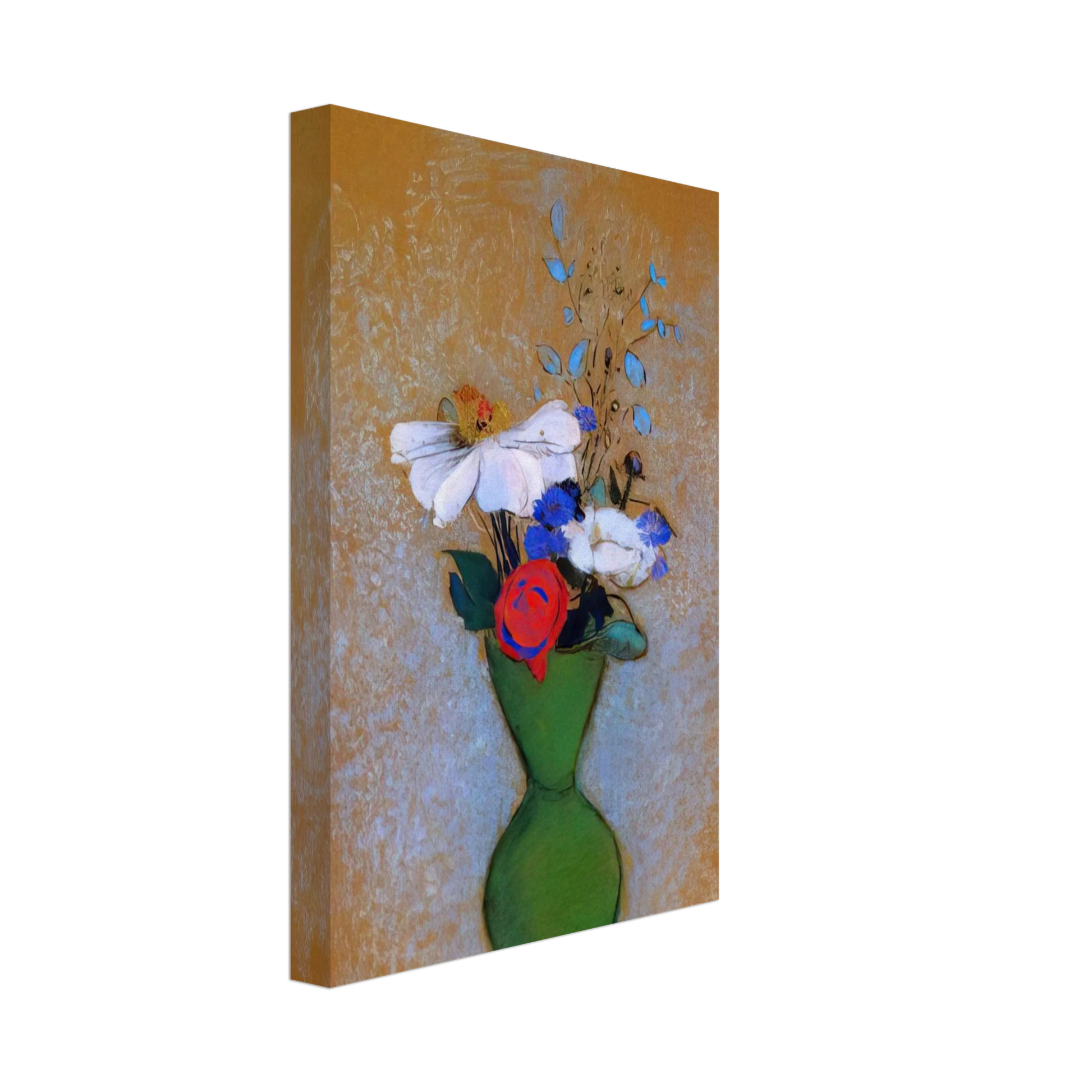 Odilon Redon - ROSE PEONY AND CORNFLOWERS IN A GREEN VASE Canvas - 70x100 cm / 28x40 inches-canvas