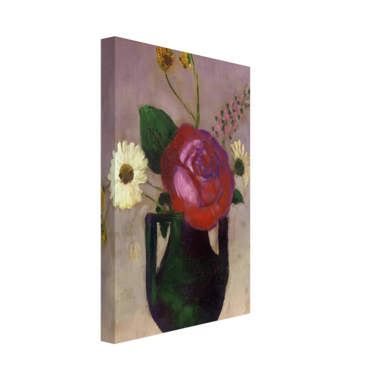 Odilon Redon - ROSE AND DAISY Canvas - 40x60 cm / 16x24 inches-canvas