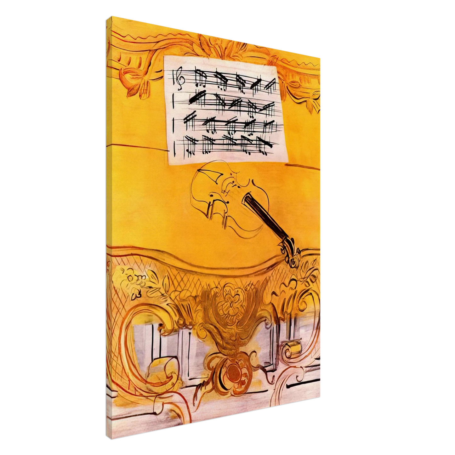 Raoul Dufy - THE YELLOW CONSOLE WITH A VIOLIN 1949 Canvas - 20x30 cm / 8x12 inches-canvas