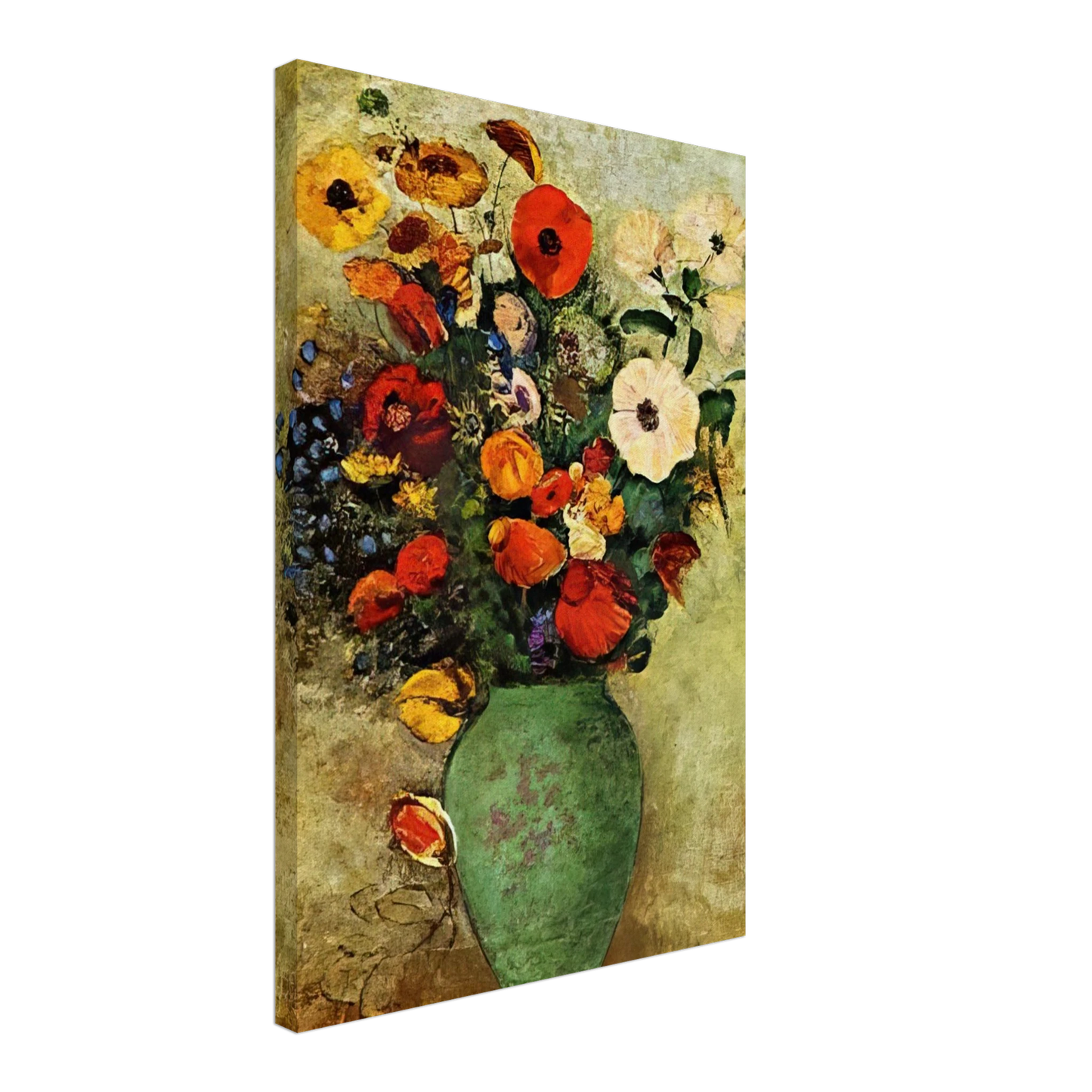 Odilon Redon - BOUQUET OF FLOWERS IN A GREEN VASE Canvas - 40x60 cm / 16x24 inches-canvas