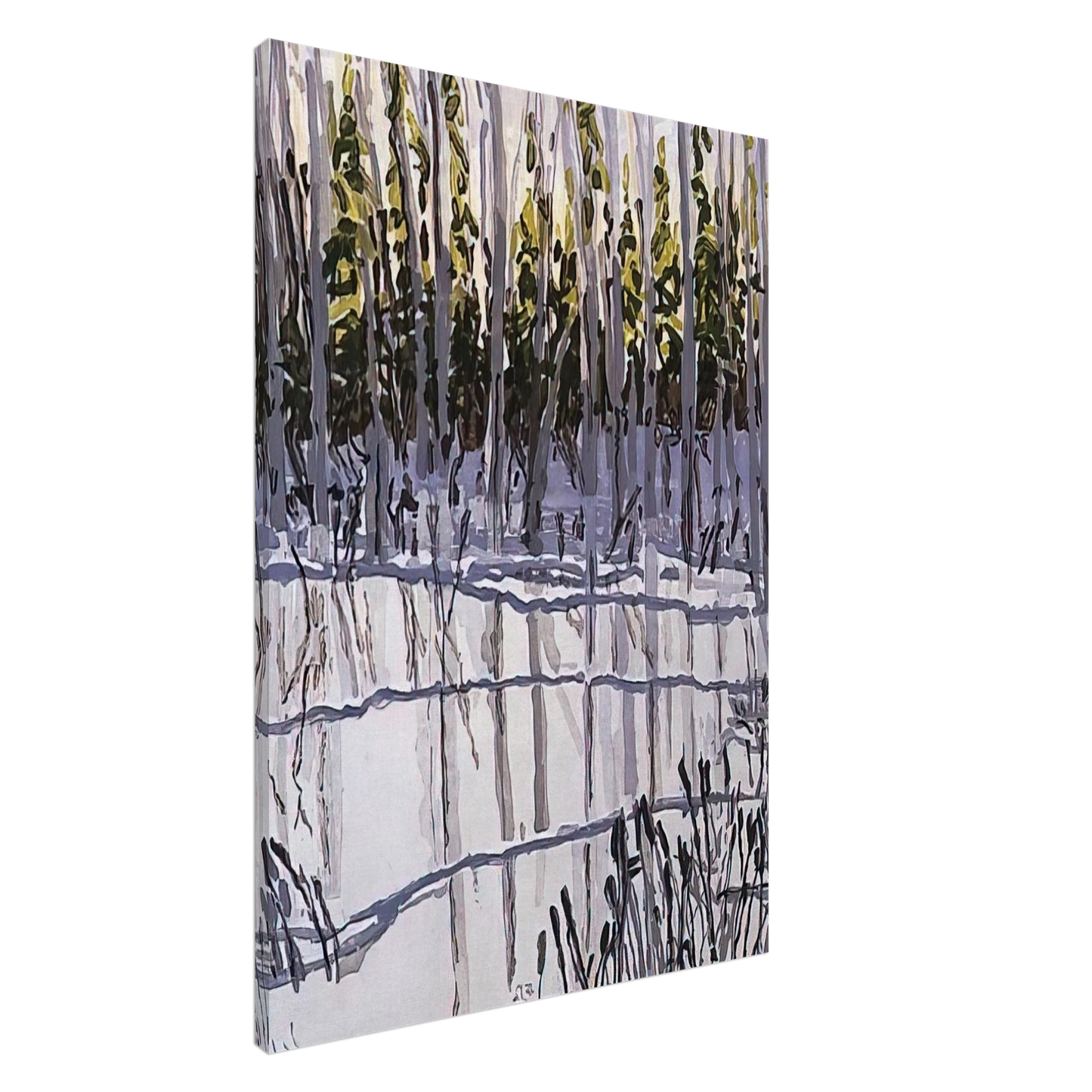 Neil Welliver - Trees Reflected on Ice - 2002 Canvas - 20x30 cm / 8x12 inches-canvas