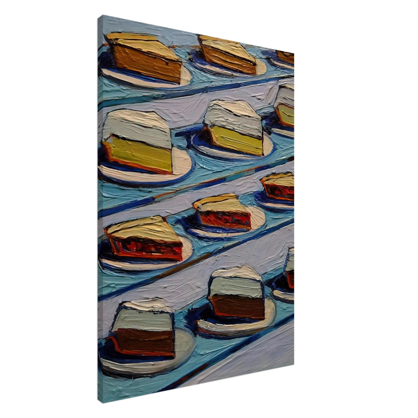 Wayne Thiebaud - Refrigerator Pies - 1962 Canvas - 20x30 cm / 8x12 inches-canvas