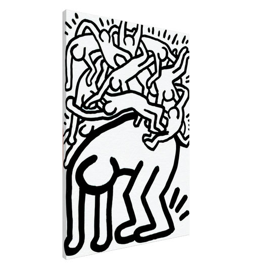 Keith Haring - FIGHT AIDS WORLDWIDE 1990 Canvas - 20x30 cm / 8x12 inches-canvas