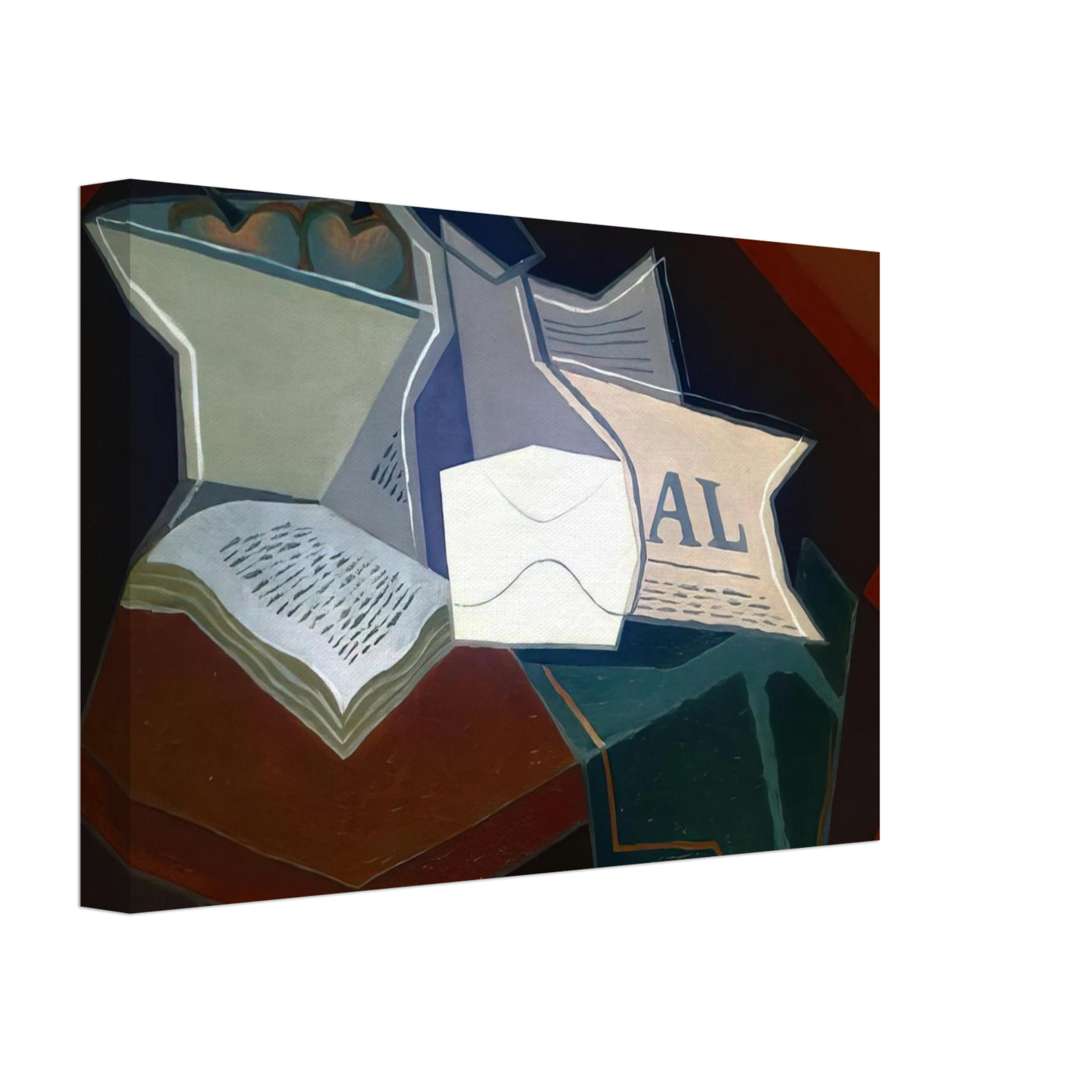 Juan Gris - COMPOTIER CARAFE AND OPEN BOOK Canvas - 40x60 cm / 16x24 inches-canvas