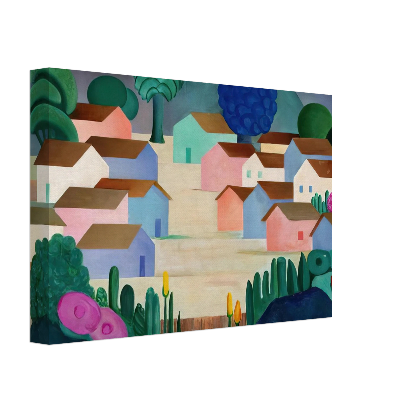 Tarsila do Amaral - Landscape with Sixteen Houses Canvas - 70x100 cm / 28x40 inches-canvas