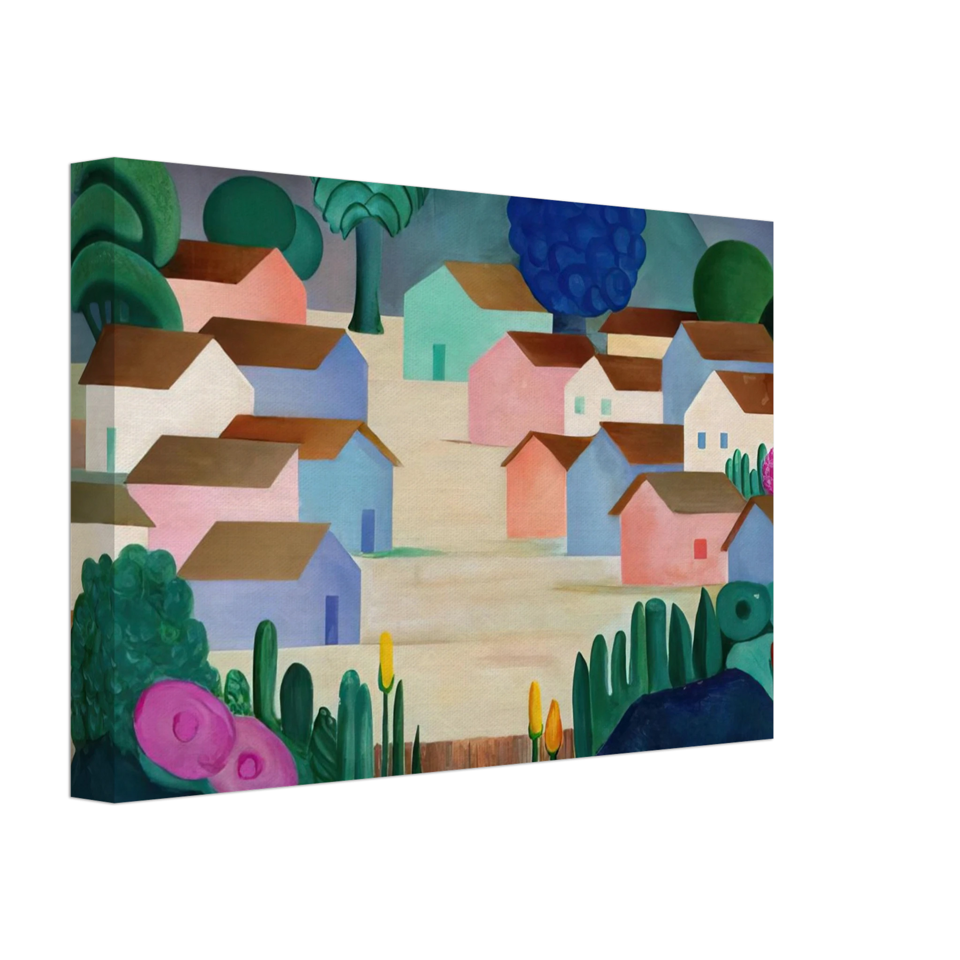 Tarsila do Amaral - Landscape with Sixteen Houses Canvas - 70x100 cm / 28x40 inches-canvas