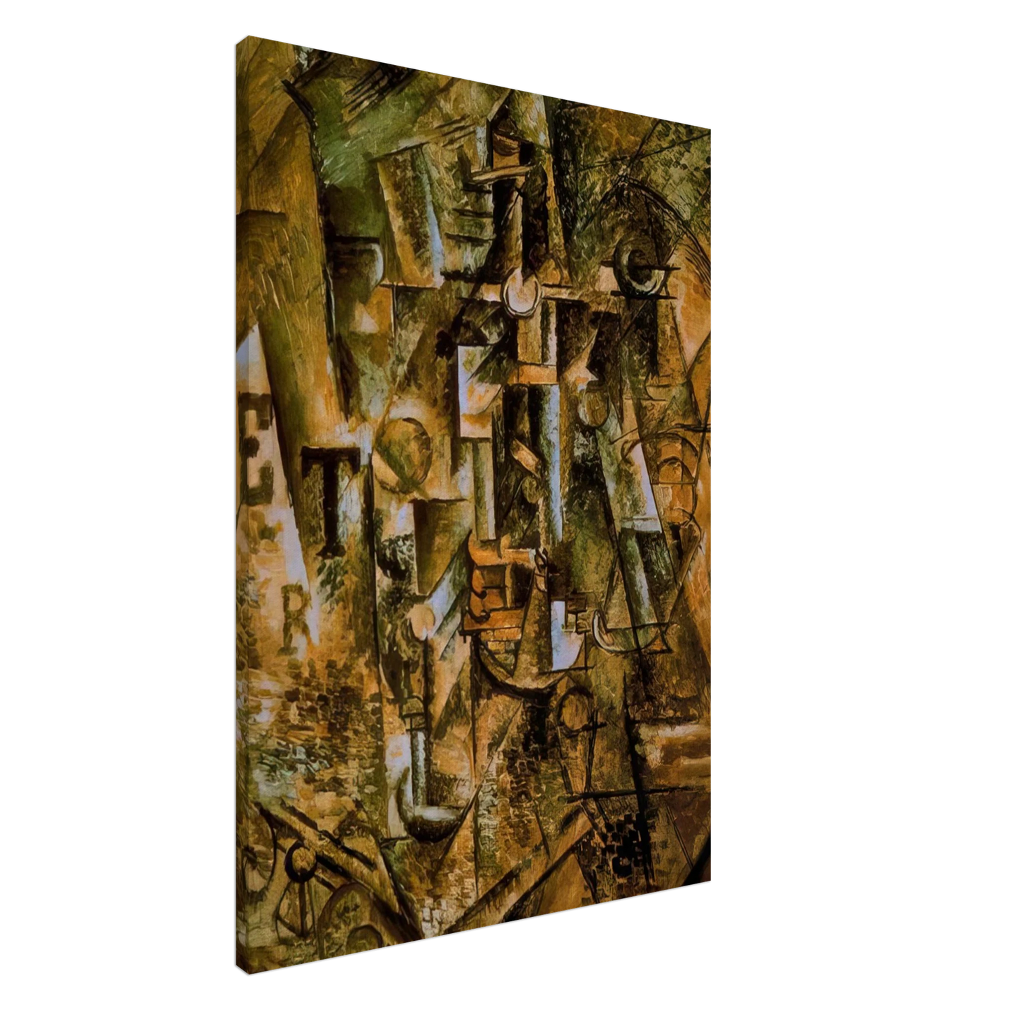 Pablo Picasso - Still life with bottle of rum - 1911 Canvas - 20x30 cm / 8x12 inches-canvas