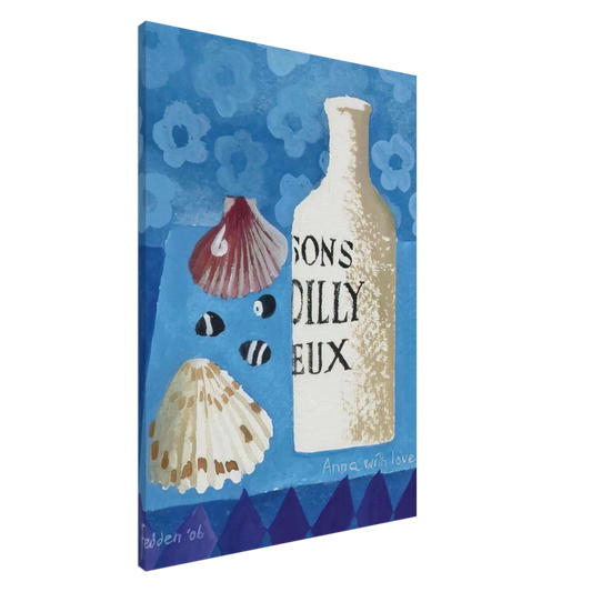 Mary Fedden - Still life with bottle and shells - 2006 Canvas - 20x30 cm / 8x12 inches-canvas