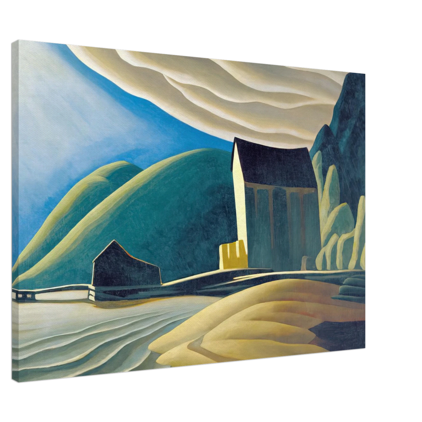 Lawren Harris - Ice House, Coldwell, Lake Superior - 1923 Canvas - 20x30 cm / 8x12 inches-canvas