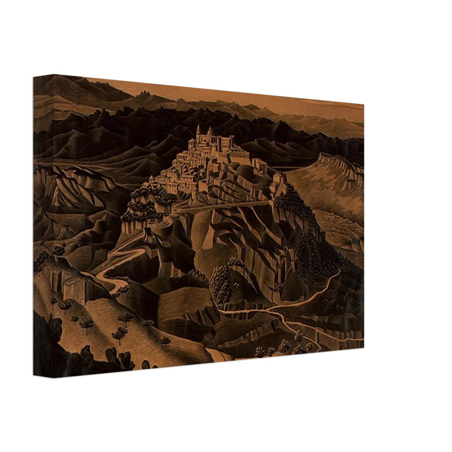 MC Escher - ITALIAN TOWN Canvas - 40x60 cm / 16x24 inches-canvas