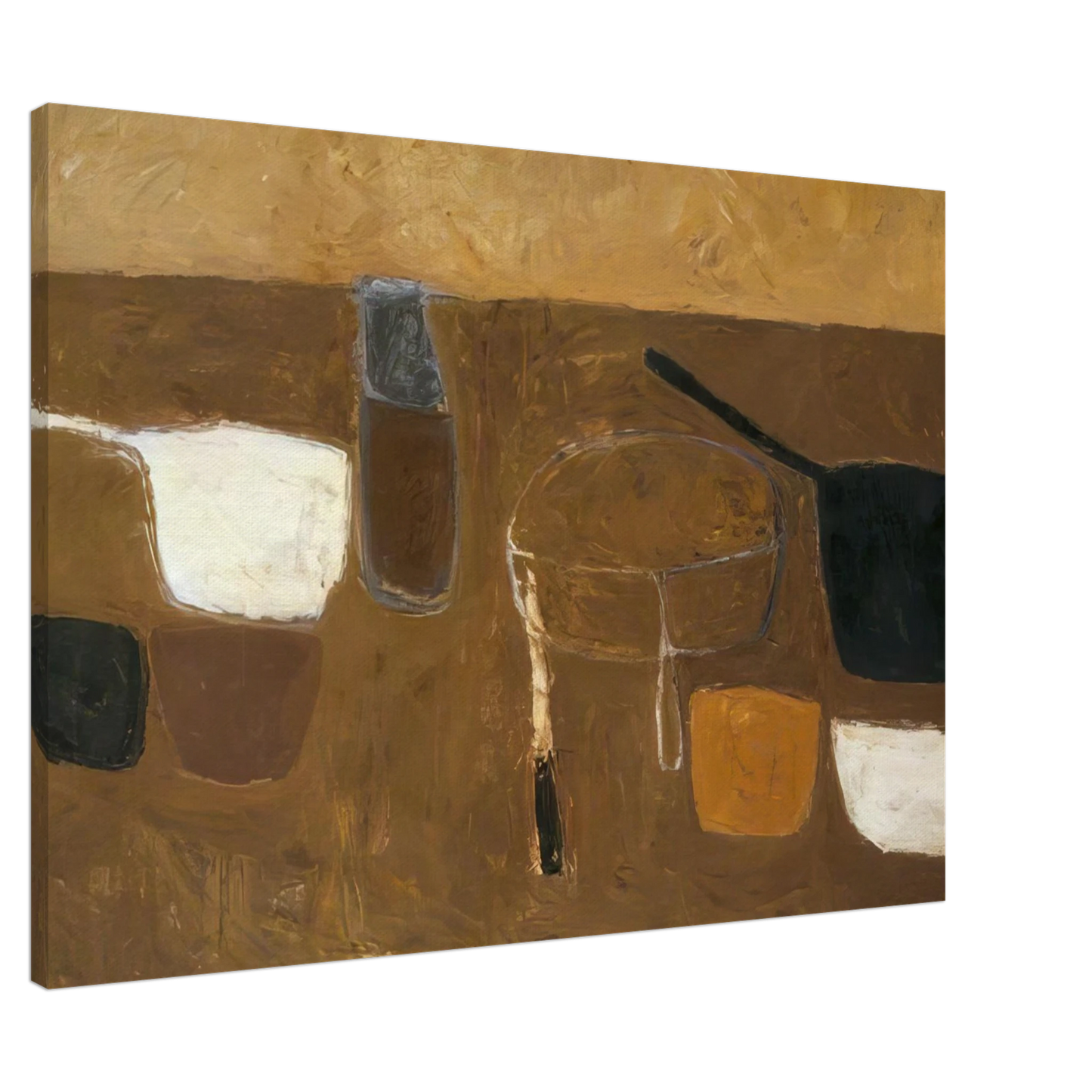 William Scott - Brown Still Life - 1957 Canvas - 20x30 cm / 8x12 inches-canvas