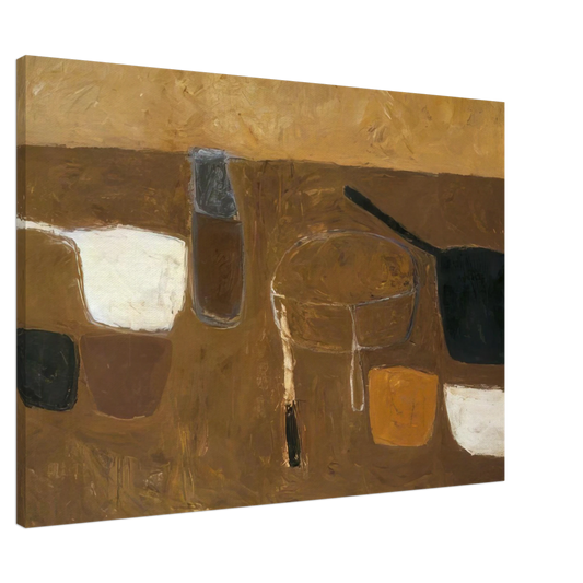 William Scott - Brown Still Life - 1957 Canvas - 20x30 cm / 8x12 inches-canvas