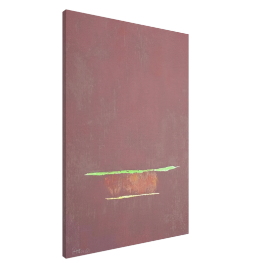 Theodoros Stamos - Purple Color Field with Two Green Lines - Color Field Painting Canvas - 20x30 cm / 8x12 inches-canvas