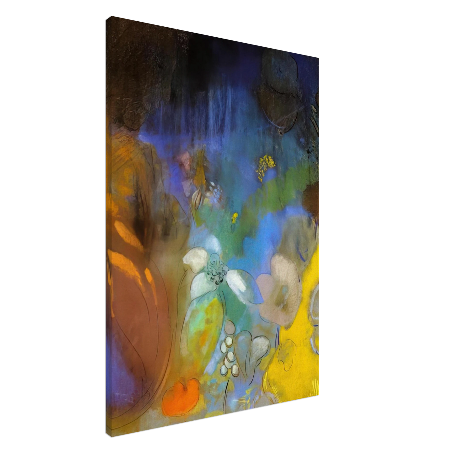 Odilon Redon - WOMAN IN PROFILE WITH FLOWERS Canvas - 20x30 cm / 8x12 inches-canvas